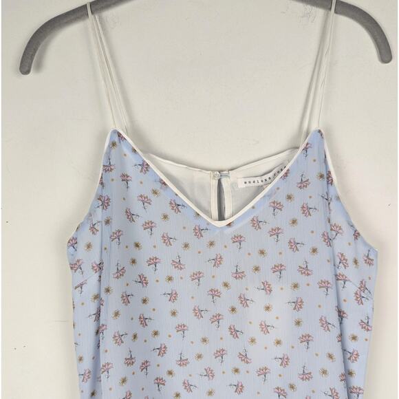 ENDLESS ROSE Light Blue Ditzy Lotus Print Ruffled Dress Sz Large Fairy Whimsical - Picture 3 of 8